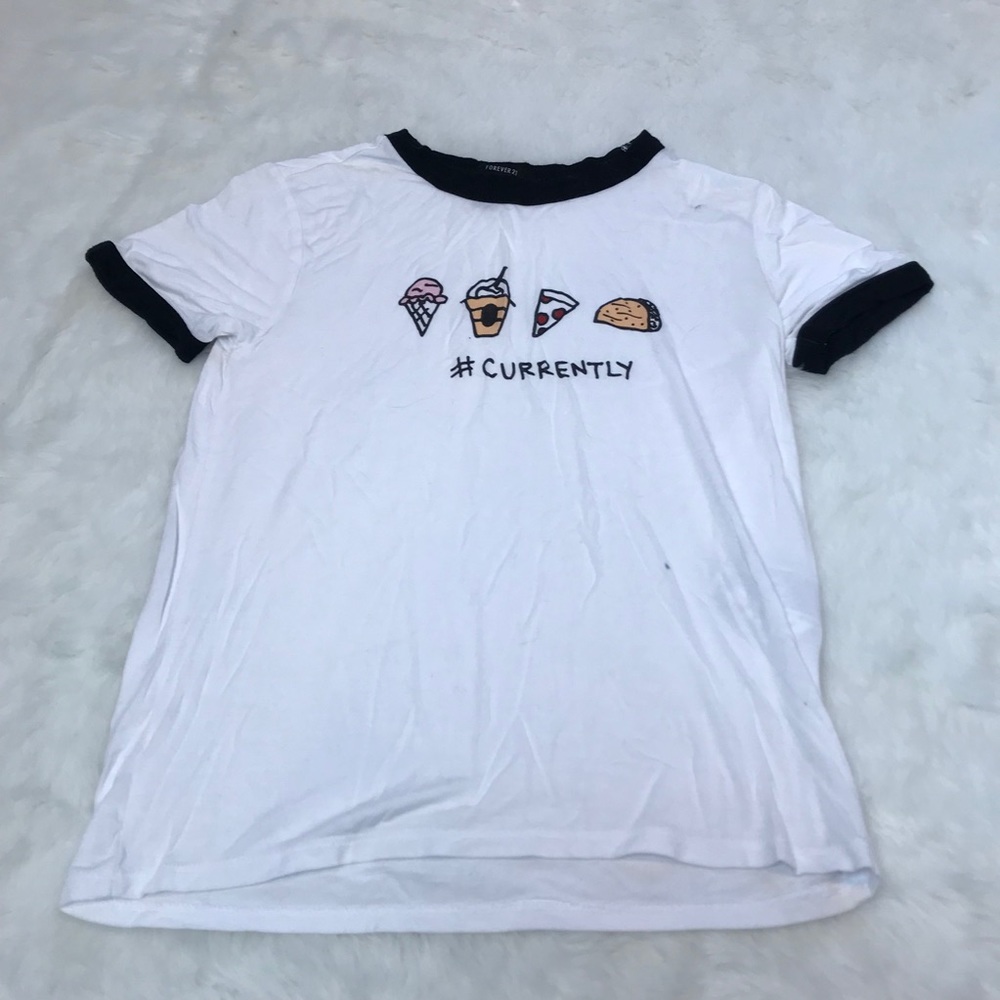 White T-shirt with food art